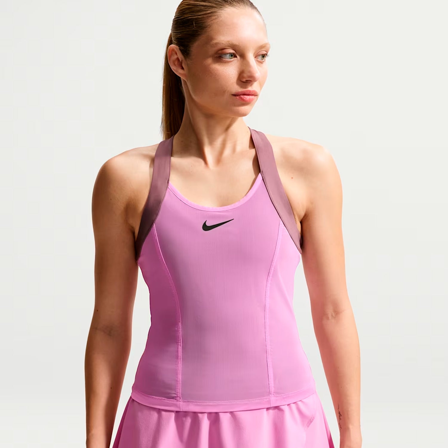 NikeCourt Slam Women's Dri-FIT Tennis Tank Top (Light Magenta,TatToo/Black)