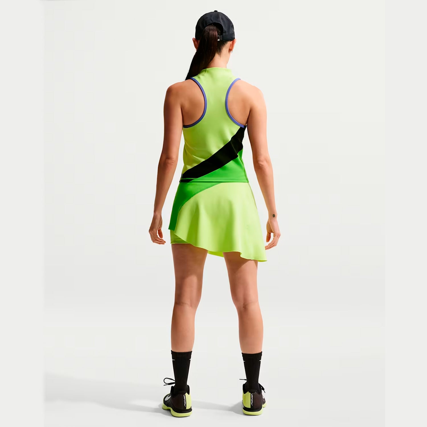 NikeCourt Slam Women's Dri-FIT Tennis Tank Top (LT Lemon Twist/Black/Mean Green)
