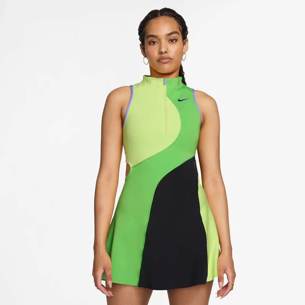 NikeCourt Slam Women's Dri-FIT Tennis Dress (LT Lemon Twist/Mean Green/Black)