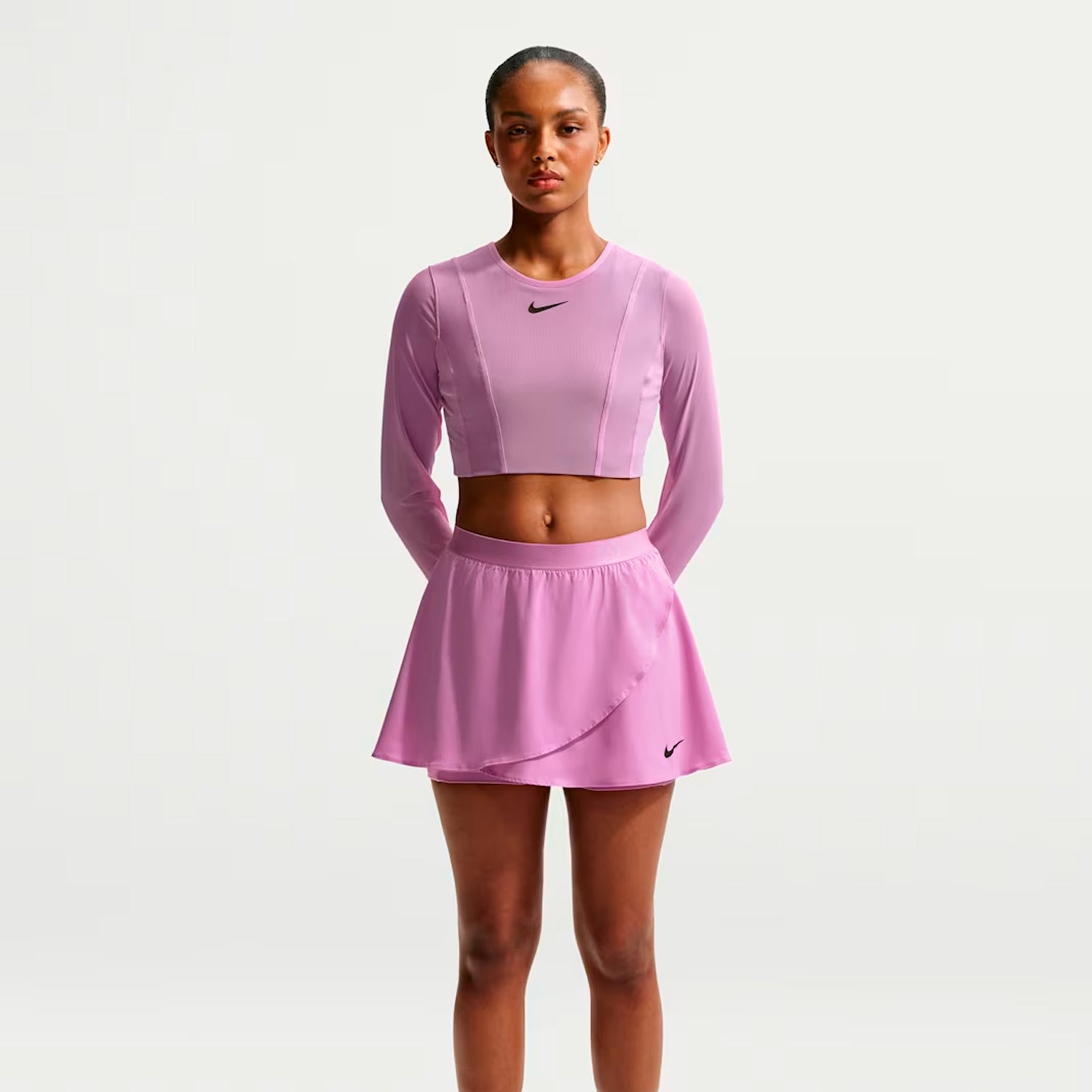 NikeCourt Slam Women's Dri-FIT High-Waisted Tennis Skirt (Light Magenta/Black)