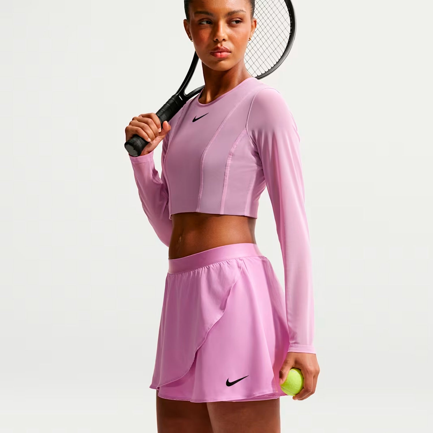 NikeCourt Slam Women's Dri-FIT High-Waisted Tennis Skirt (Light Magenta/Black)