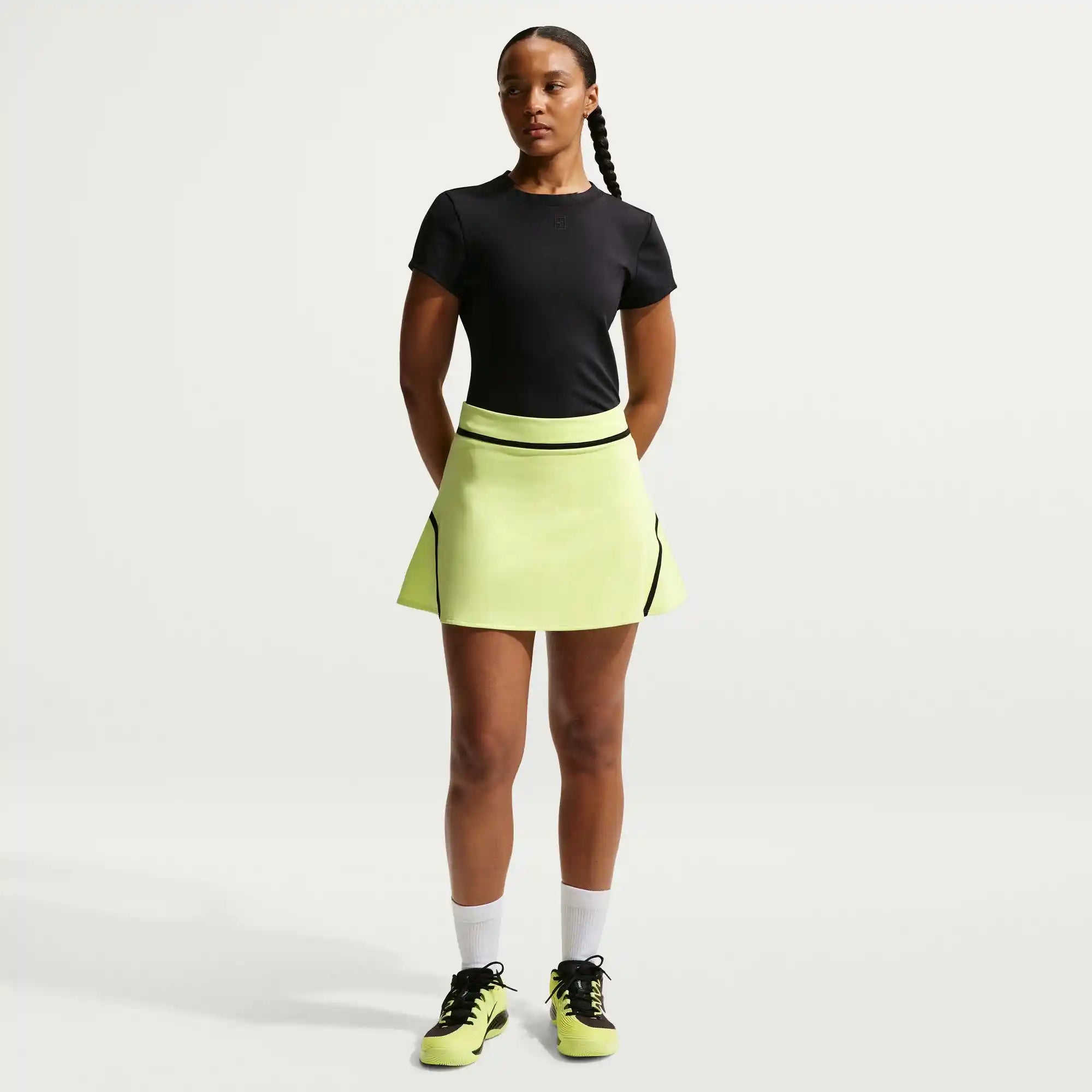 NikeCourt Advantage Women's Dri-FIT High-Waisted Tennis Skirt (LT Lemon Twist/Black)