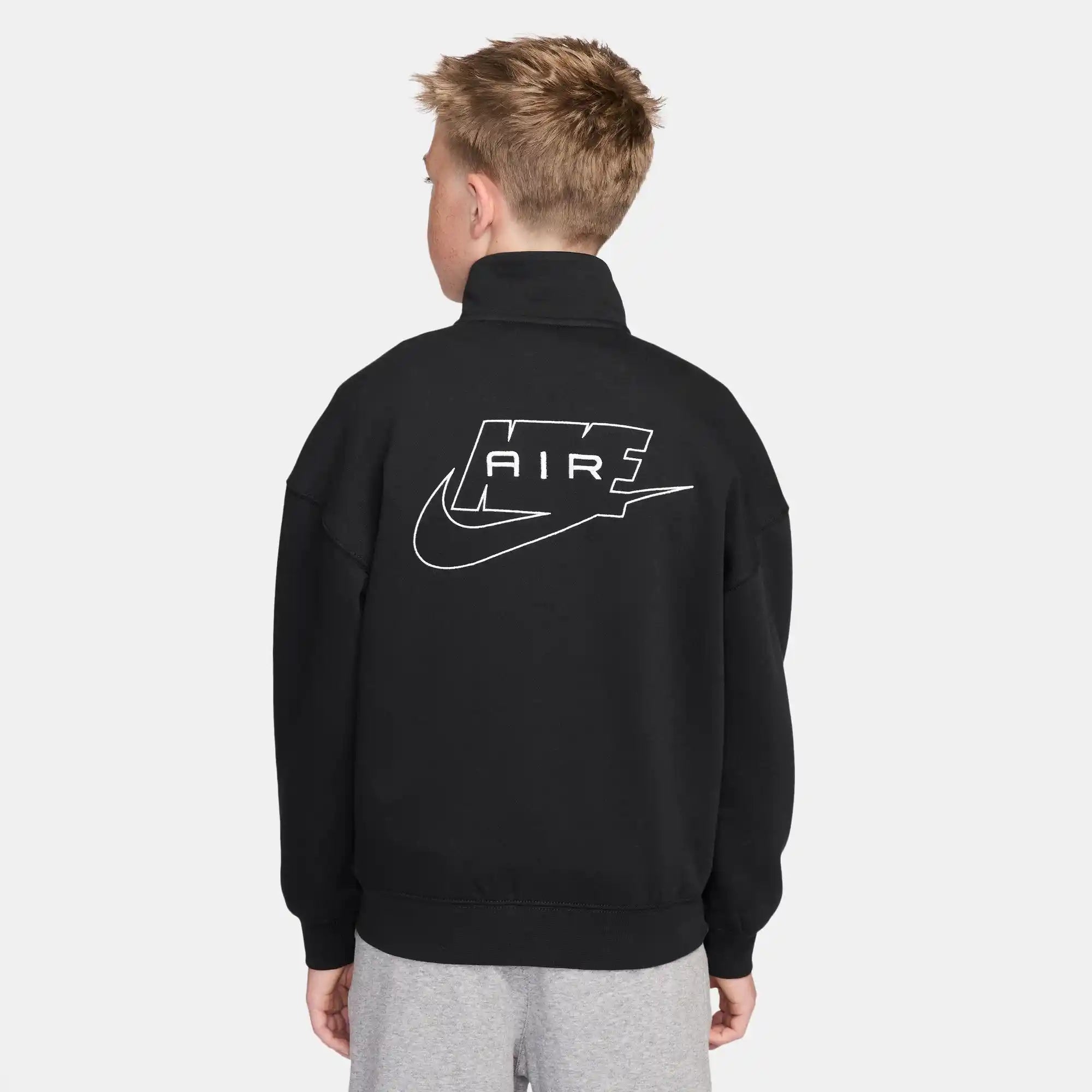 Nike Air Older Kids' Fleece Tracksuit Jacket (Black/White)
