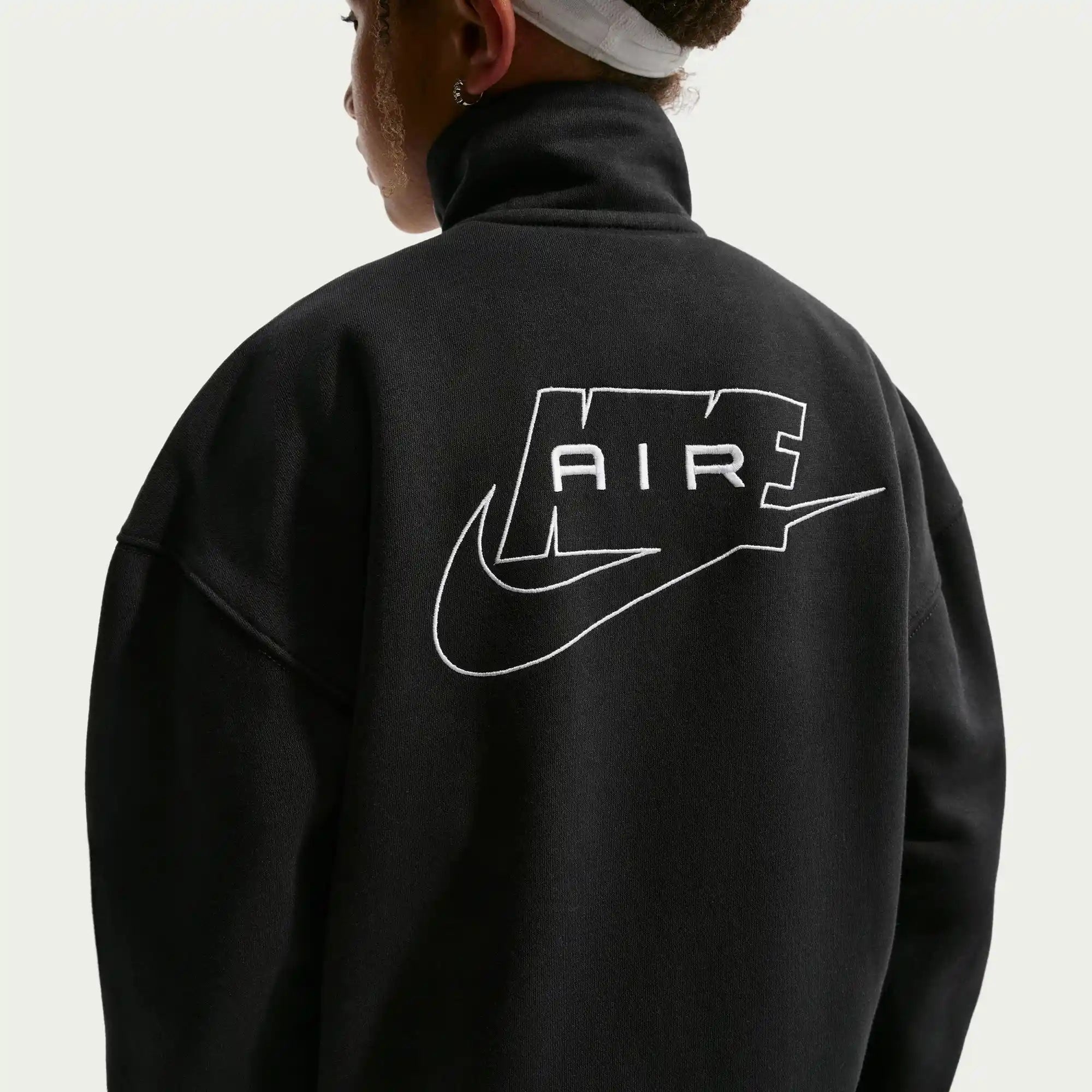 Nike Air Older Kids' Fleece Tracksuit Jacket (Black/White)