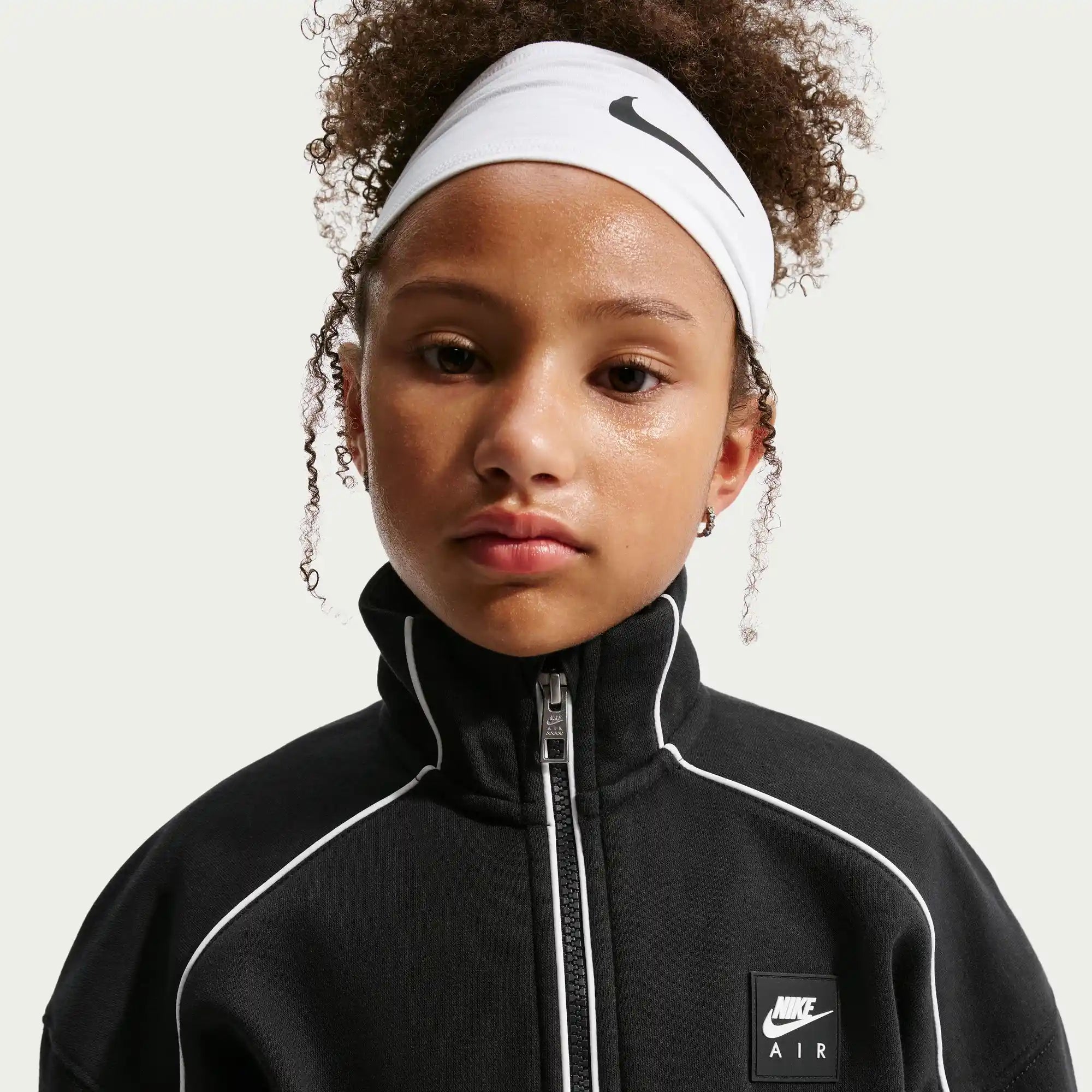 Nike Air Older Kids' Fleece Tracksuit Jacket (Black/White)