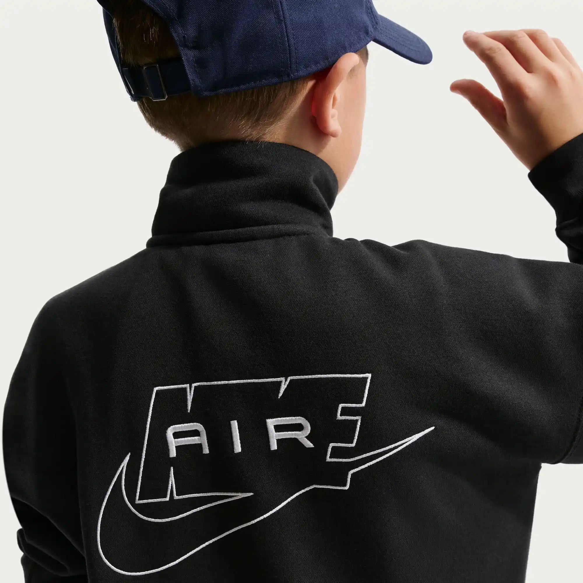 Nike Air Older Kids' Fleece Tracksuit Jacket (Black/White)