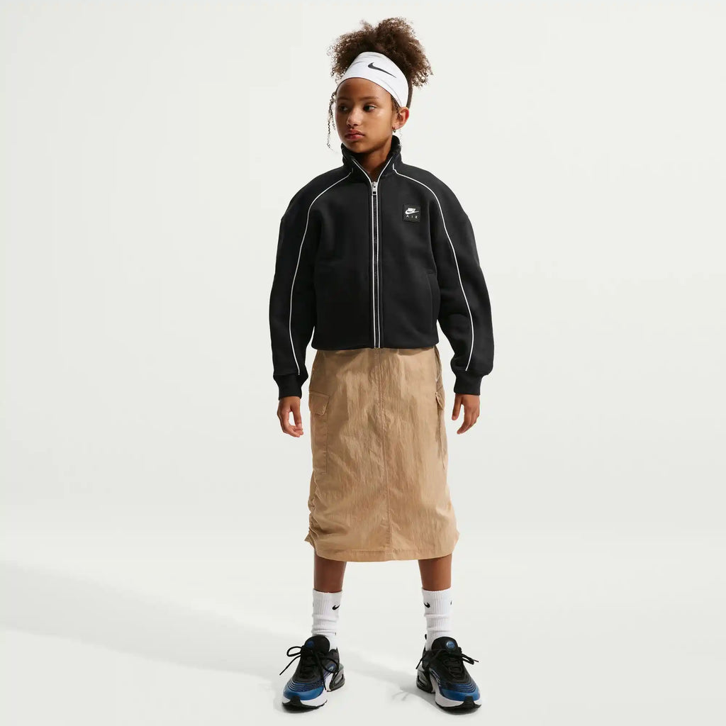 Nike Air Older Kids' Fleece Tracksuit Jacket (Black/White)