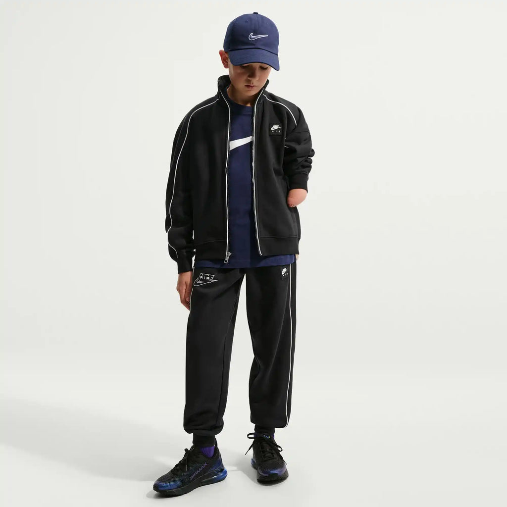 Nike Air Older Kids' Fleece Tracksuit Jacket (Black/White)