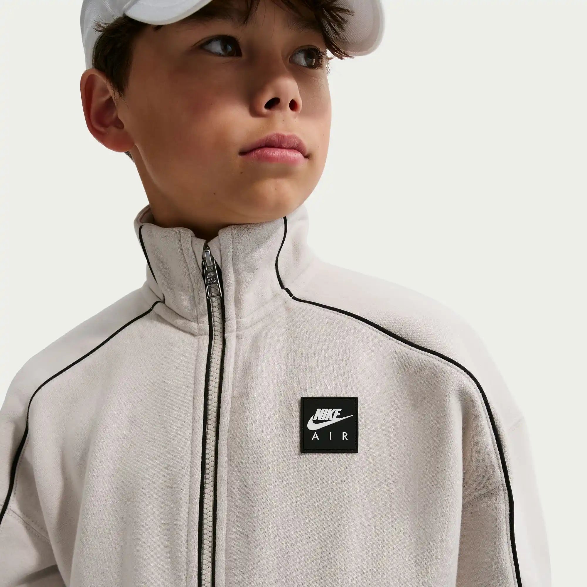Nike Air Older Kids' Fleece Tracksuit Jacket (Light Bone/Black)