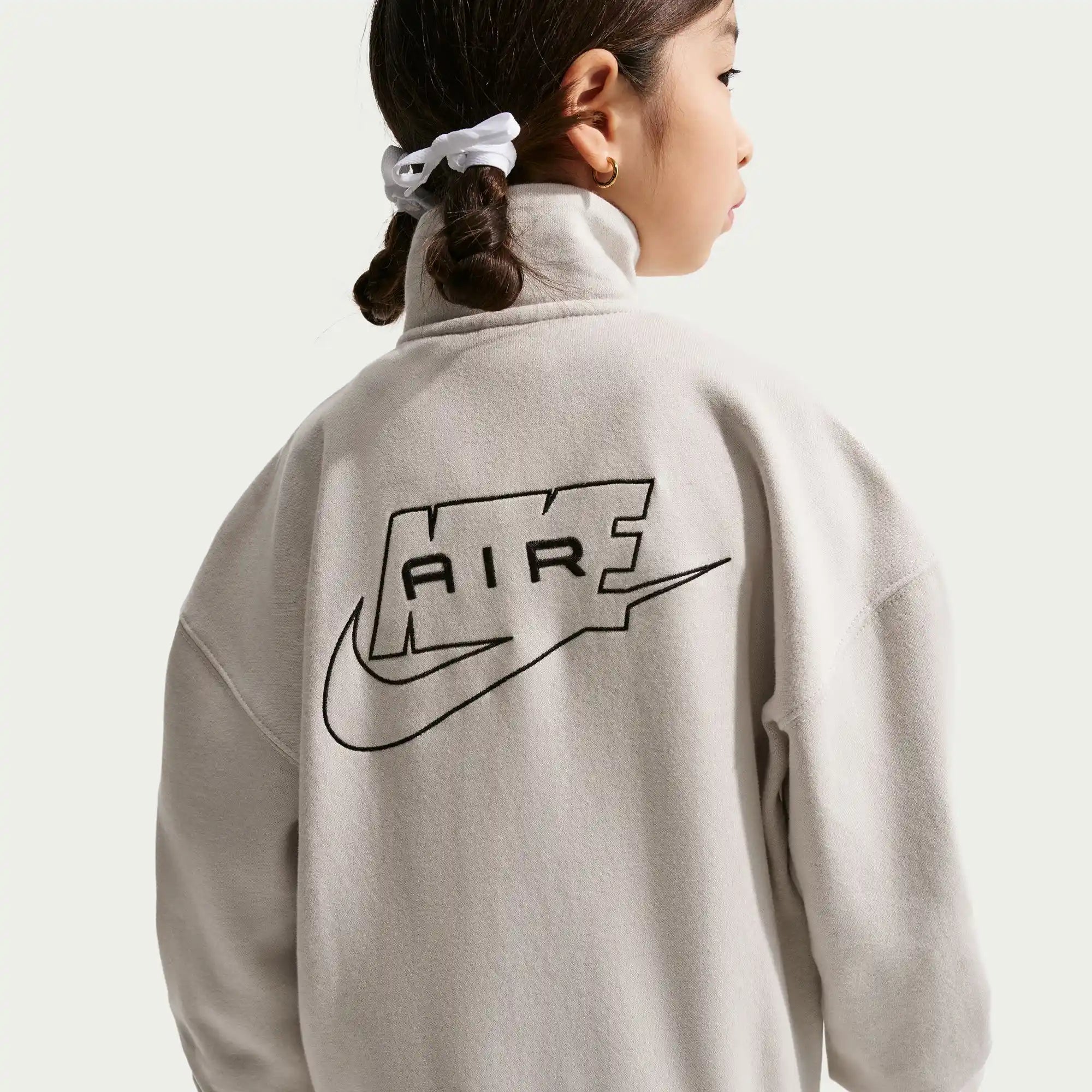 Nike Air Older Kids' Fleece Tracksuit Jacket (Light Bone/Black)