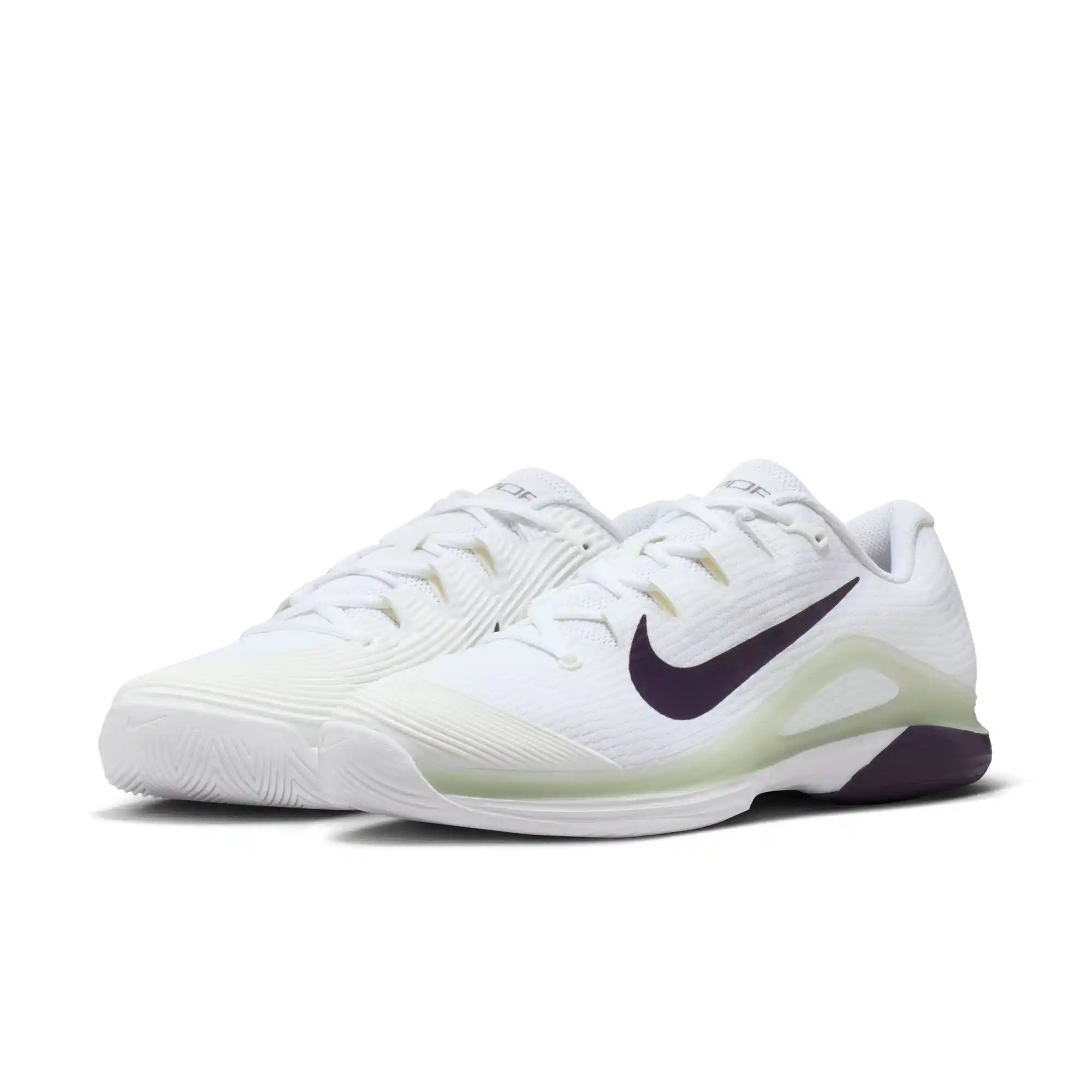Nike Vapor 12 Men's Hard Court Tennis Shoes (White/Dark Raisin-Volt Tint)