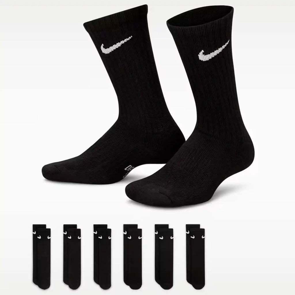 Nike Everyday Kids' Cushioned Crew Socks 6 Pairs (Black)
