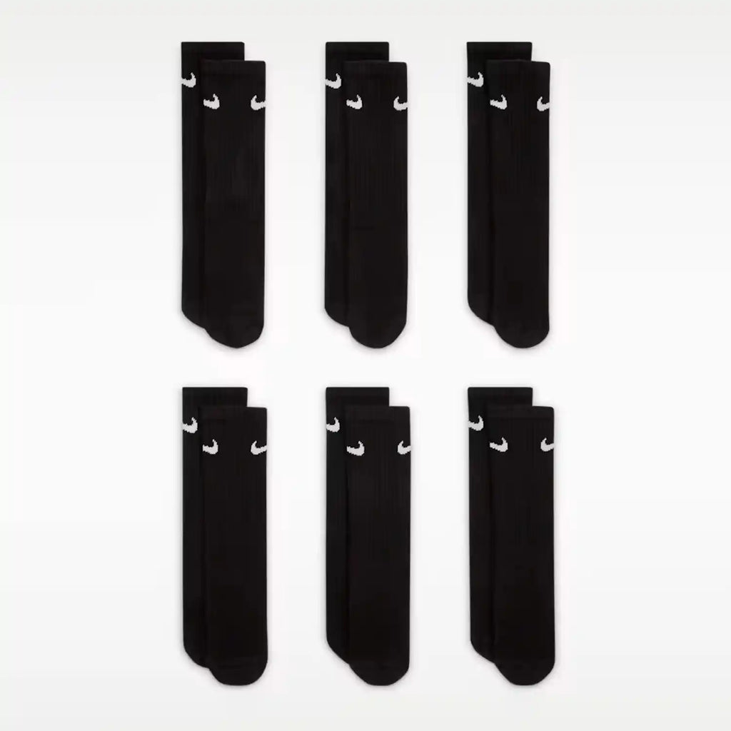 Nike Everyday Kids' Cushioned Crew Socks 6 Pairs (Black)