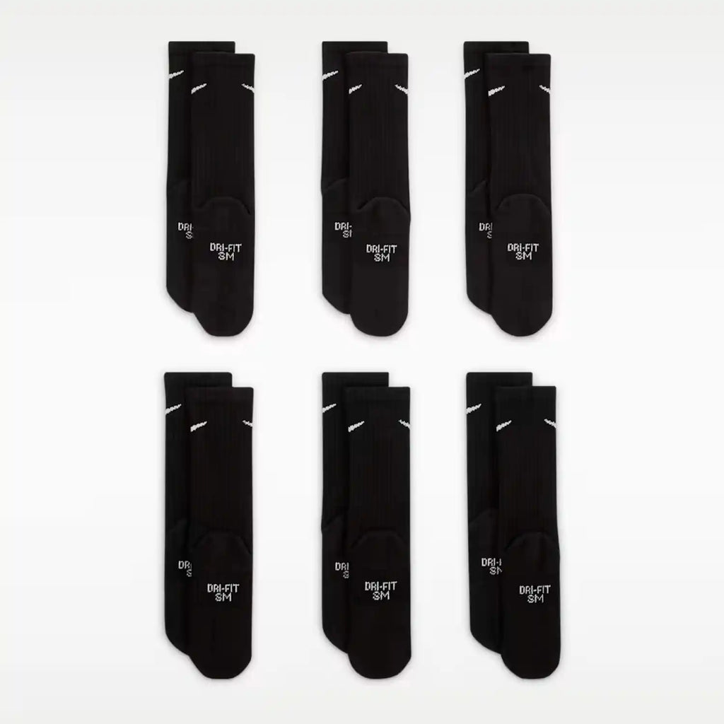 Nike Everyday Kids' Cushioned Crew Socks 6 Pairs (Black)