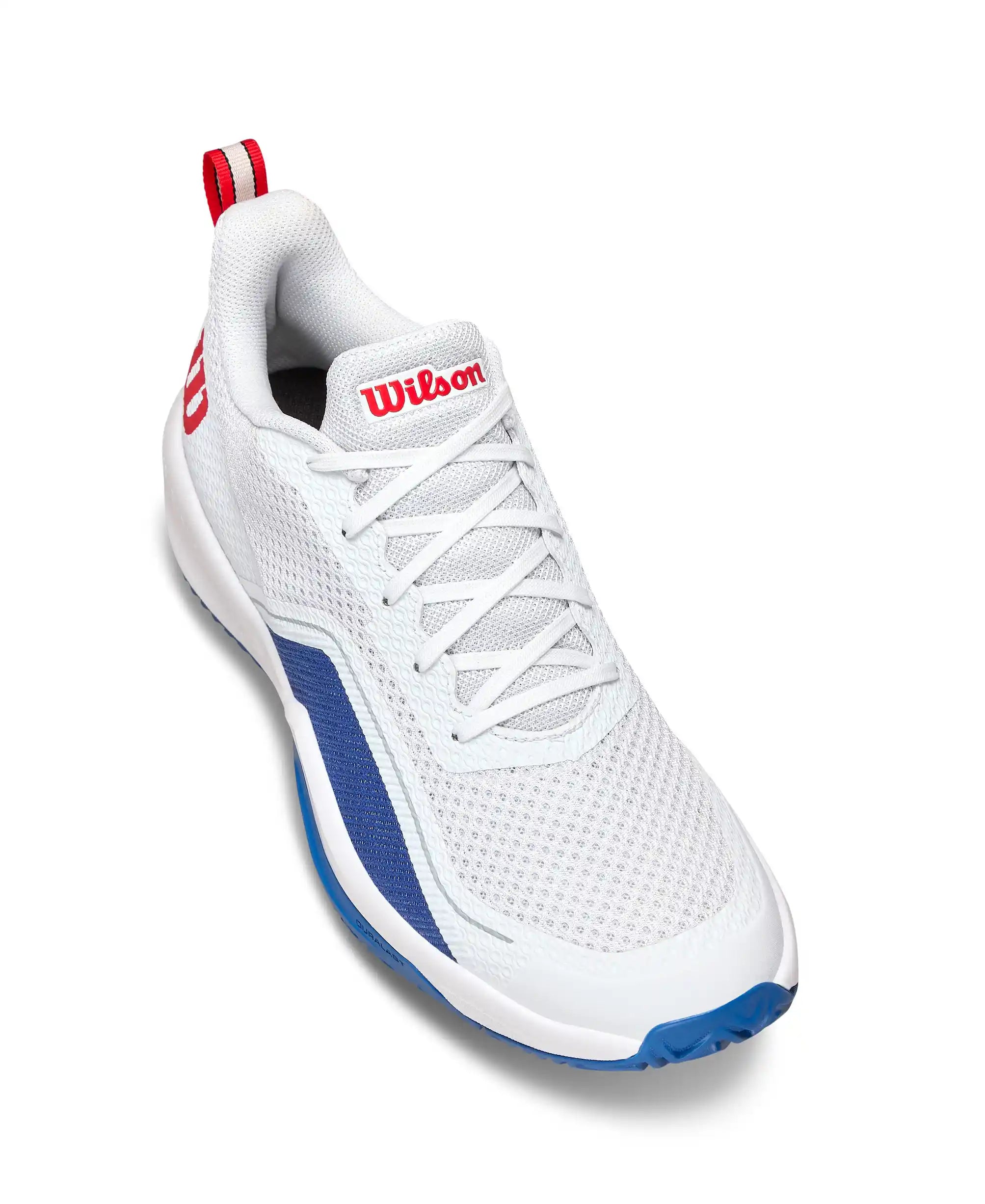 Wilson Rush Pro Lite Mens Tennis Shoes (White DejaVu Blue/Wilson Red)