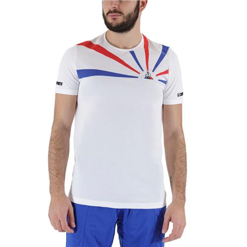Le Coq Sportif Mens Tennis Short Sleeve Tee N2 (White/Cobalt/Red)