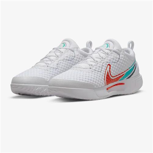 Nike Court Zoom Pro HC Womens Shoe (White/Habanero Red/Pomegranate/Washed Teal)