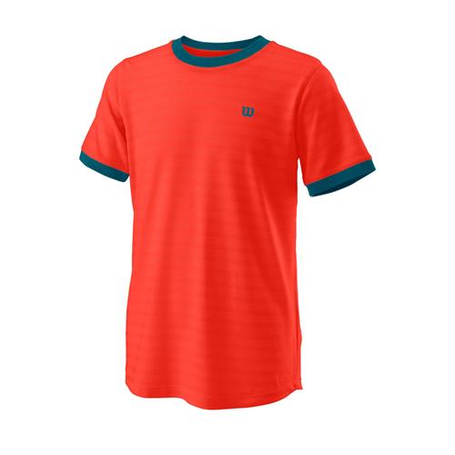 Wilson Competition Crew 11 Boys Tennis Shirt (Fiesta Red)