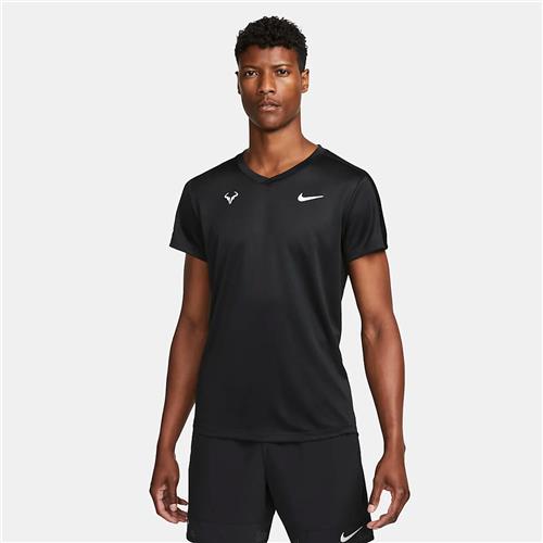 Nike Court Mens Dri-Fit Challenger Short Sleeve Top (Black/White)