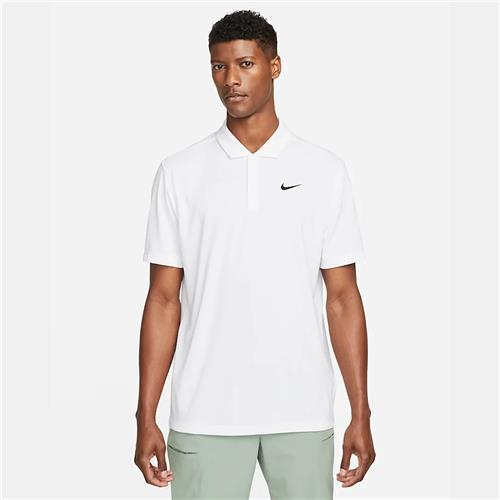 Nike Court Dri-Fit Mens Tennis Solid Polo (White/Black)