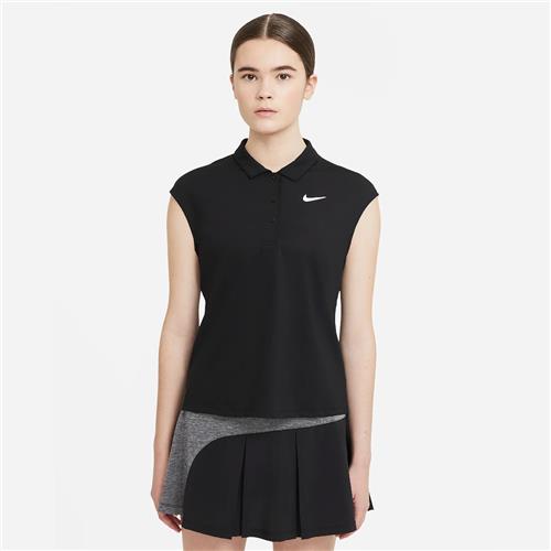 Nike Court Dri-Fit Victory Womens Tennis Polo (Black-White)