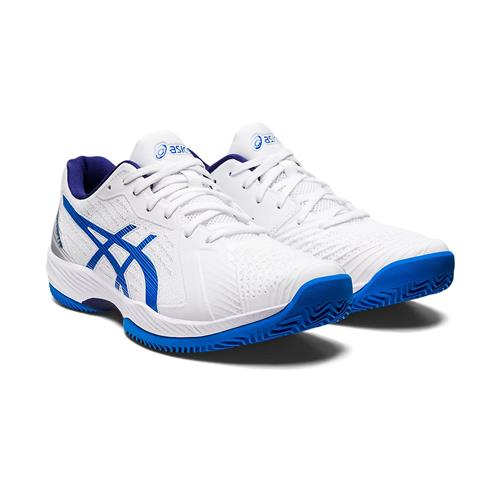 Asics Solution Swift Clay Mens Tennis Shoes (White/Electric Blue)