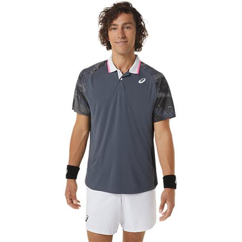 Asics Mens Court Graphic Polo-Shirt (Carrier Grey)