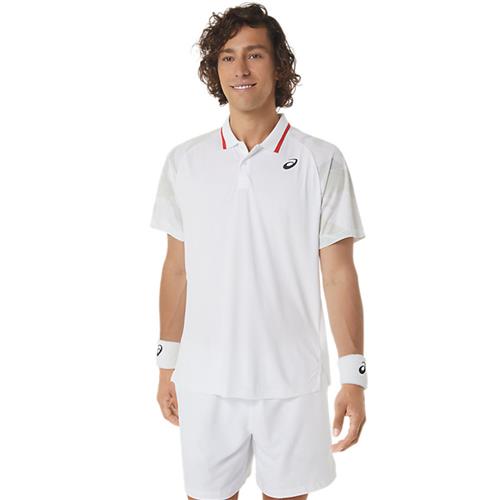 Asics Mens Court Graphic Polo-Shirt (Brilliant White)