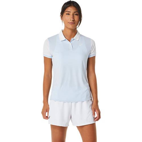 Asics Womens Court Polo-Shirt (Soft Sky/Brilliant White)