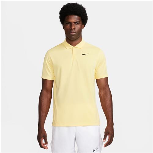 Nike Court Dri-Fit Mens Tennis Solid Polo (Soft Yellow/Black)