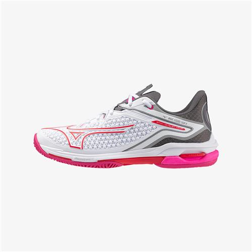 Mizuno Wave Exceed Tour 6 AC Women’s Tennis Shoes (White/Radiant Red/Quiet Shade)